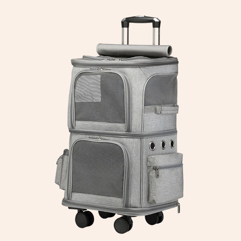 FlexiTravel Dual-Compartment Katzenkoffer mit Rädern